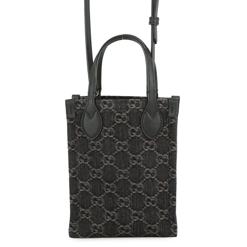 グッチ ハンドバッグ GGデニム ミニトート 773730 GUCCI 2WAY 黒