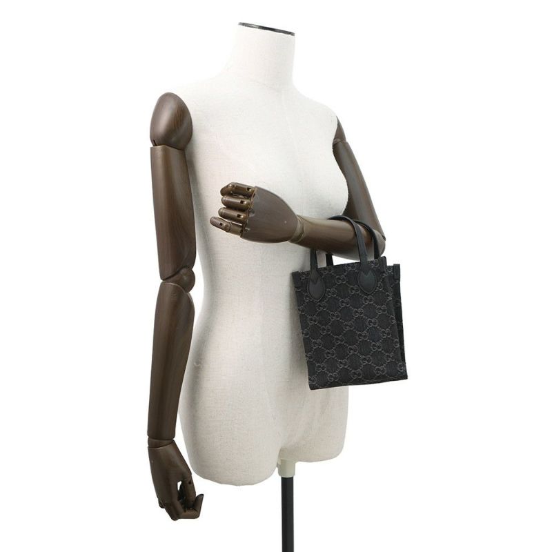 グッチ ハンドバッグ GGデニム ミニトート 773730 GUCCI 2WAY 黒
