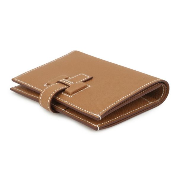 エルメス 二つ折り財布 Hパッサン コンパクト ゴールド/シルバー金具 エプソン W刻印