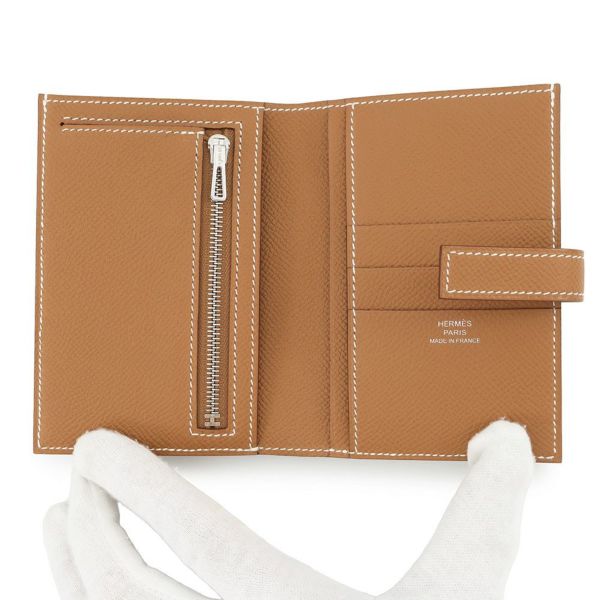 エルメス 二つ折り財布 Hパッサン コンパクト ゴールド/シルバー金具 エプソン W刻印