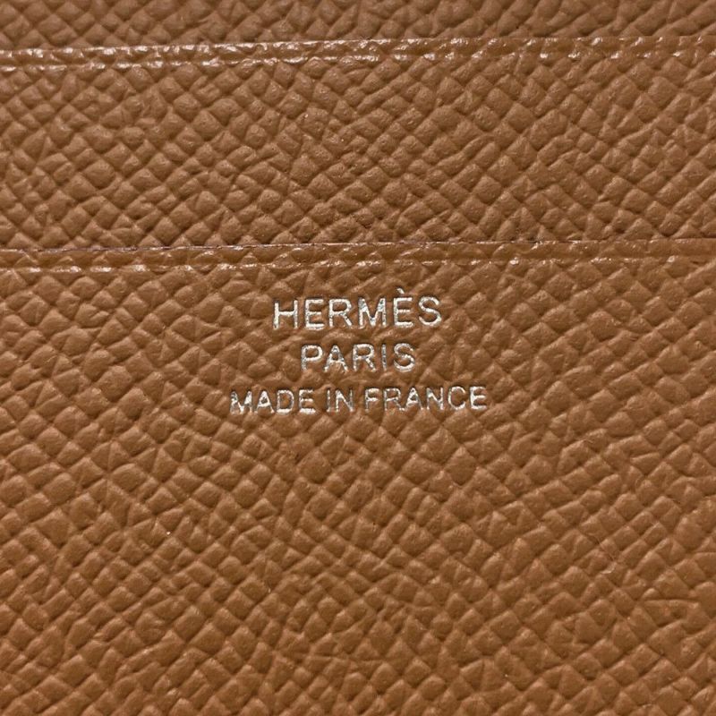 エルメス 二つ折り財布 Hパッサン コンパクト ゴールド/シルバー金具 エプソン W刻印