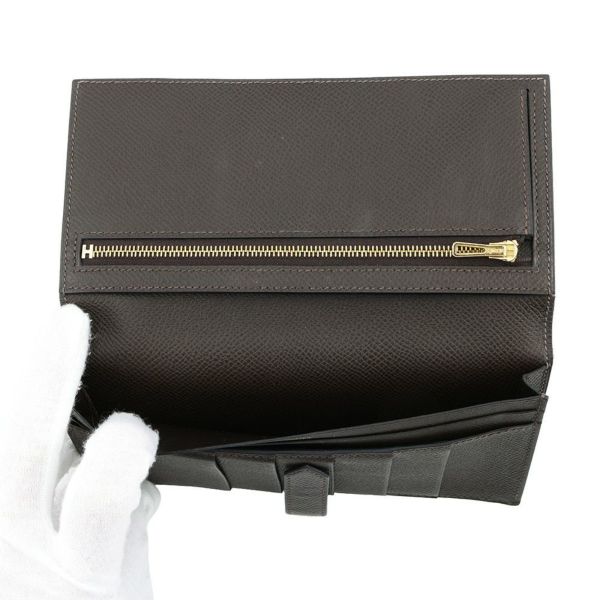 エルメス 長財布 ベアンスフレ エベンヌ/ゴールド金具 エプソン Z刻印 HERMES WALLET