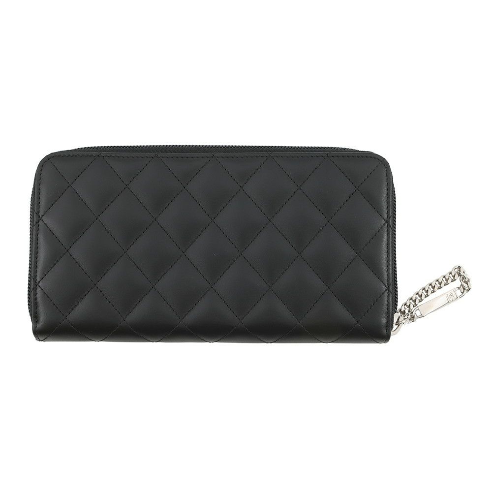 シャネル 長財布 カンボンライン ラウンドファスナー ココマーク ラムスキンパテント A50078 CHANEL 財布 黒