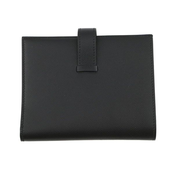 エルメス 二つ折り財布 ベアンコンパクト ブラック/ブラック金具 ヴォーマダム K刻印 HERMES 財布 黒