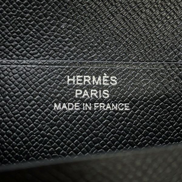 エルメス 二つ折り財布 ベアンコンパクト ブラック/ブラック金具 ヴォーマダム K刻印 HERMES 財布 黒