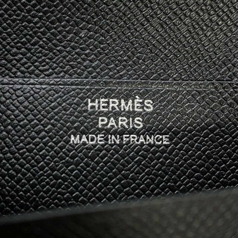 エルメス 二つ折り財布 ベアンコンパクト ブラック/ブラック金具 ヴォーマダム K刻印 HERMES 財布 黒