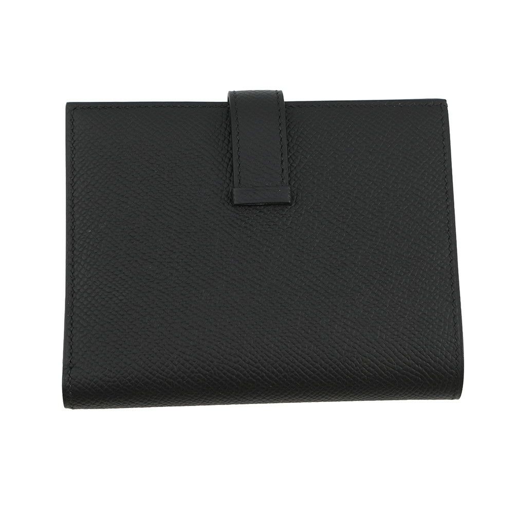 エルメス 二つ折り財布 ベアンコンパクト ブラック/シルバー金具 エプソン B刻印 エプソン 財布 黒