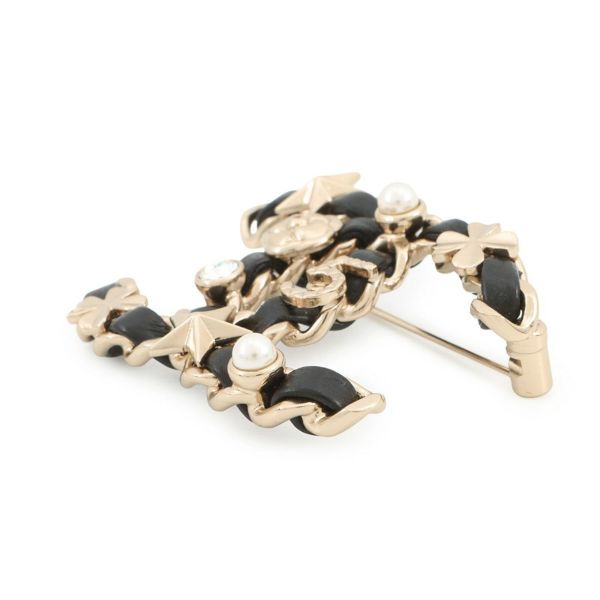 シャネル ブローチ ココマーク ラインストーン フェイクパール B20B AB4726 CHANELアクセサリー 黒