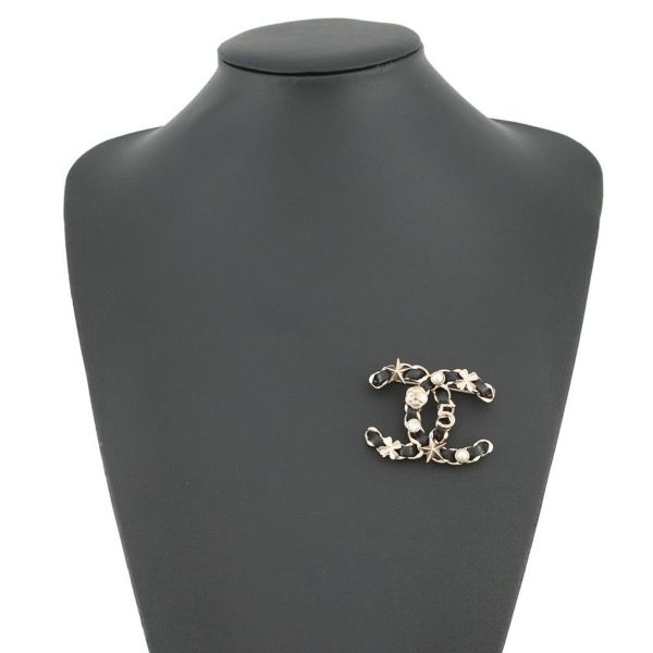 シャネル ブローチ ココマーク ラインストーン フェイクパール B20B AB4726 CHANELアクセサリー 黒