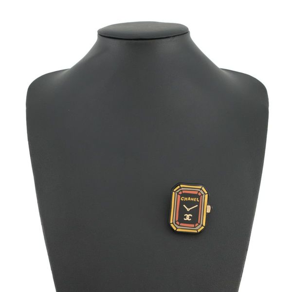 シャネル ピンブローチ ココマーク プルミエール 時計モチーフ レジン D23A ABB395 CHANEL アクセサリー 黒