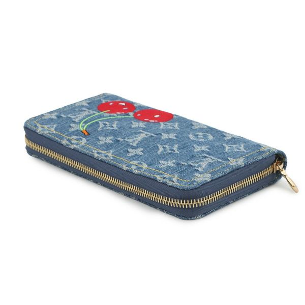 ルイヴィトン 長財布 モノグラム・チェリー デニム LV × TM ジッピー・ウォレット M23161 村上隆コラボ