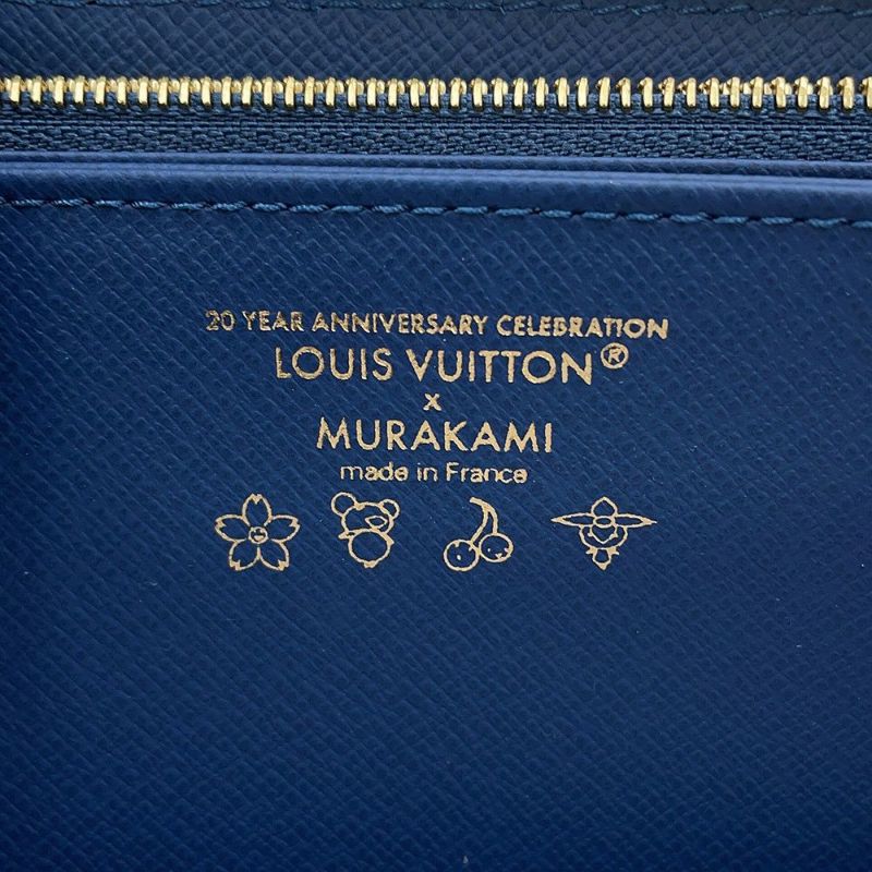 ルイヴィトン 長財布 モノグラム・チェリー デニム LV × TM ジッピー・ウォレット M23161 村上隆コラボ