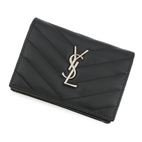 サンローランパリ 二つ折り財布 YSL ロゴ レザー 504899 SAINT LAURENT PARIS カード 黒