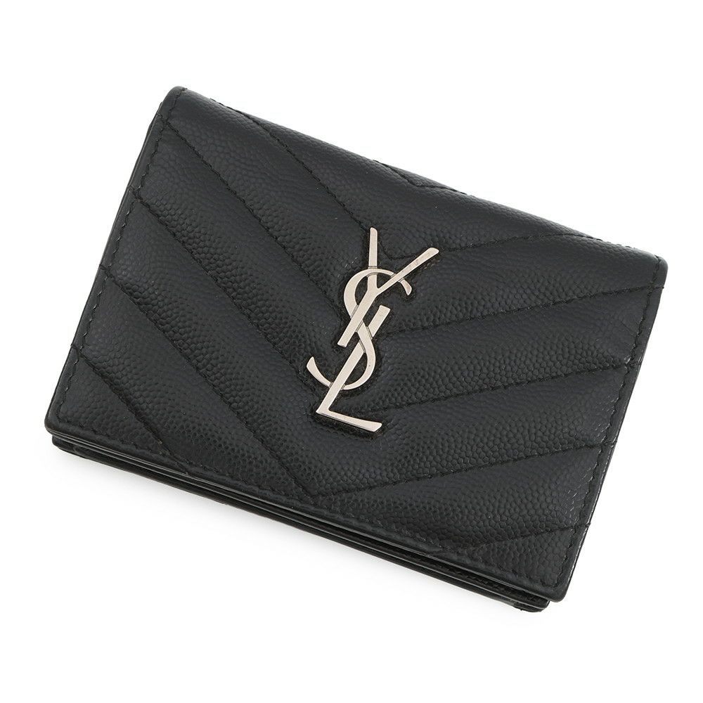 サンローランパリ 二つ折り財布 YSL ロゴ レザー 504899 SAINT LAURENT PARIS カード 黒