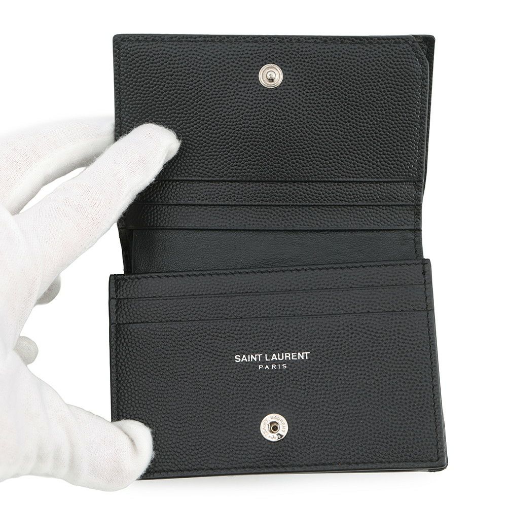 サンローランパリ 二つ折り財布 YSL ロゴ レザー 504899 SAINT LAURENT PARIS カード 黒
