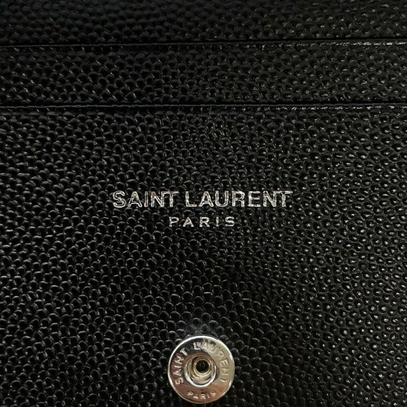 サンローランパリ 二つ折り財布 YSL ロゴ レザー 504899 SAINT LAURENT PARIS カード 黒