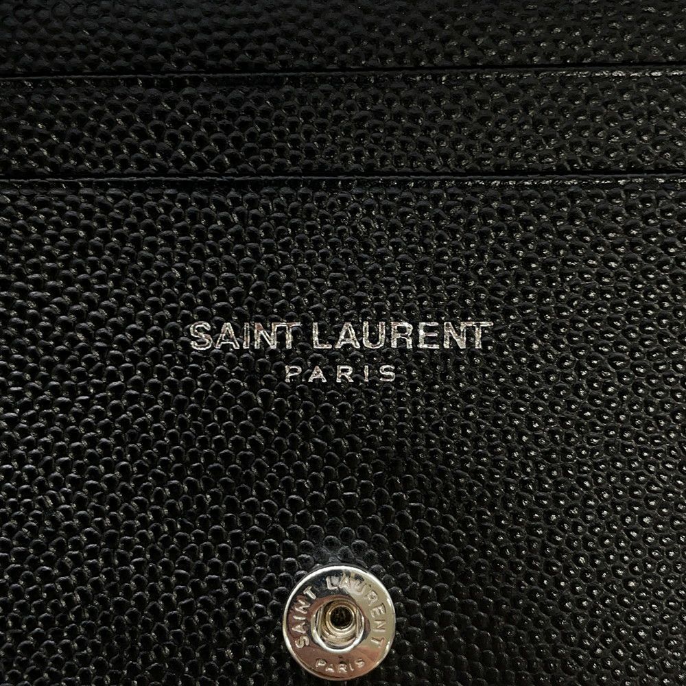 サンローランパリ 二つ折り財布 YSL ロゴ レザー 504899 SAINT LAURENT PARIS カード 黒