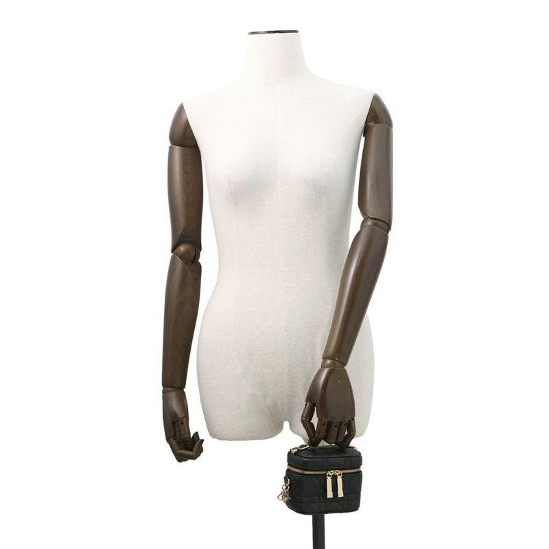 ディオール ハンドバッグ レディディオール カナージュ マイクロ バニティ ラムスキン S0918ONMJ 2wayショルダー 黒