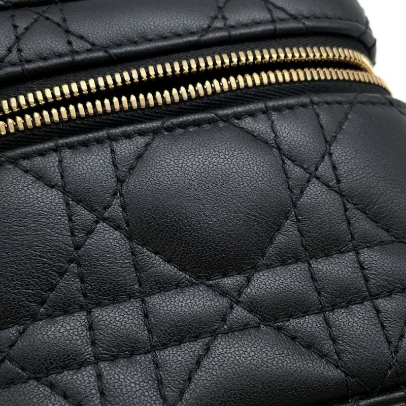 ディオール ハンドバッグ レディディオール カナージュ マイクロ バニティ ラムスキン S0918ONMJ 2wayショルダー 黒