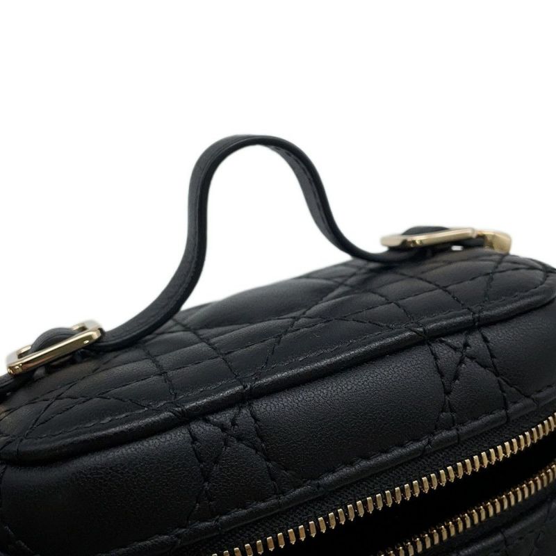 ディオール ハンドバッグ レディディオール カナージュ マイクロ バニティ ラムスキン S0918ONMJ 2wayショルダー 黒