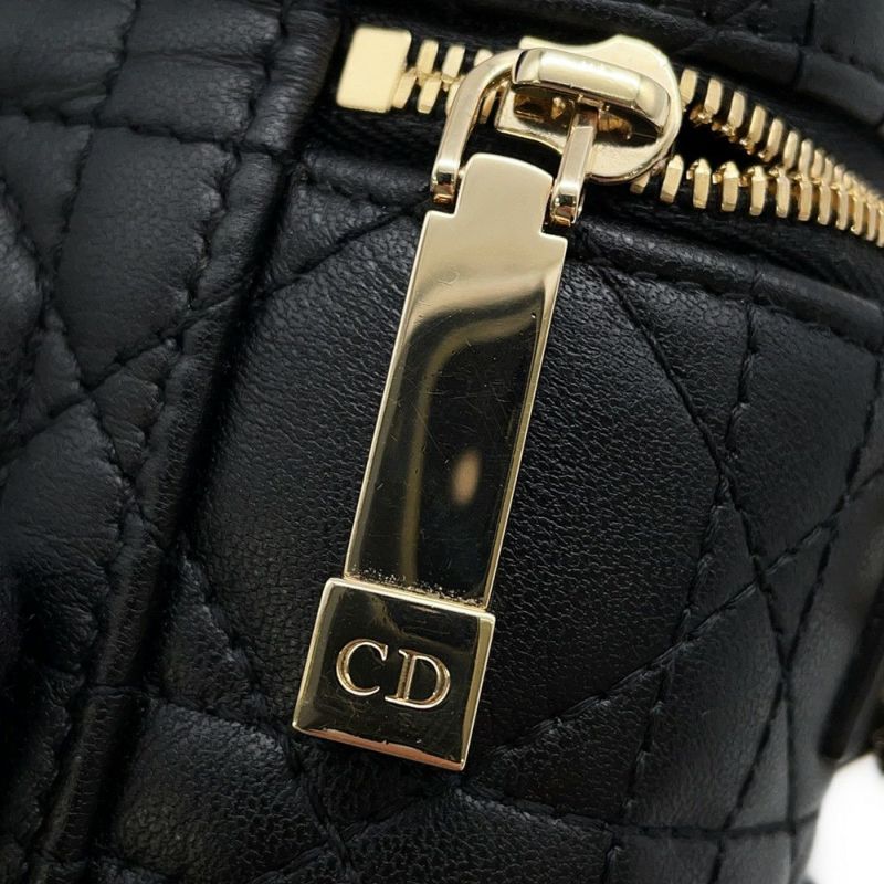 ディオール ハンドバッグ レディディオール カナージュ マイクロ バニティ ラムスキン S0918ONMJ 2wayショルダー 黒