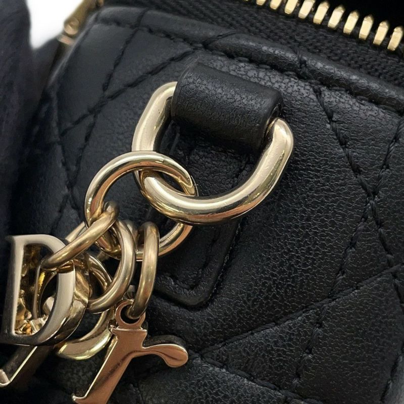 ディオール ハンドバッグ レディディオール カナージュ マイクロ バニティ ラムスキン S0918ONMJ 2wayショルダー 黒