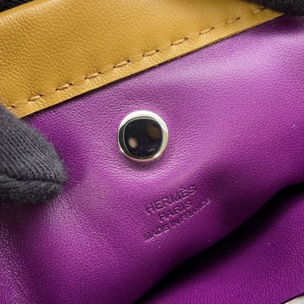エルメス ポーチ ピロ セサミ/ウルトラヴァイオレット/シルバー金具 ラムスキン U刻印