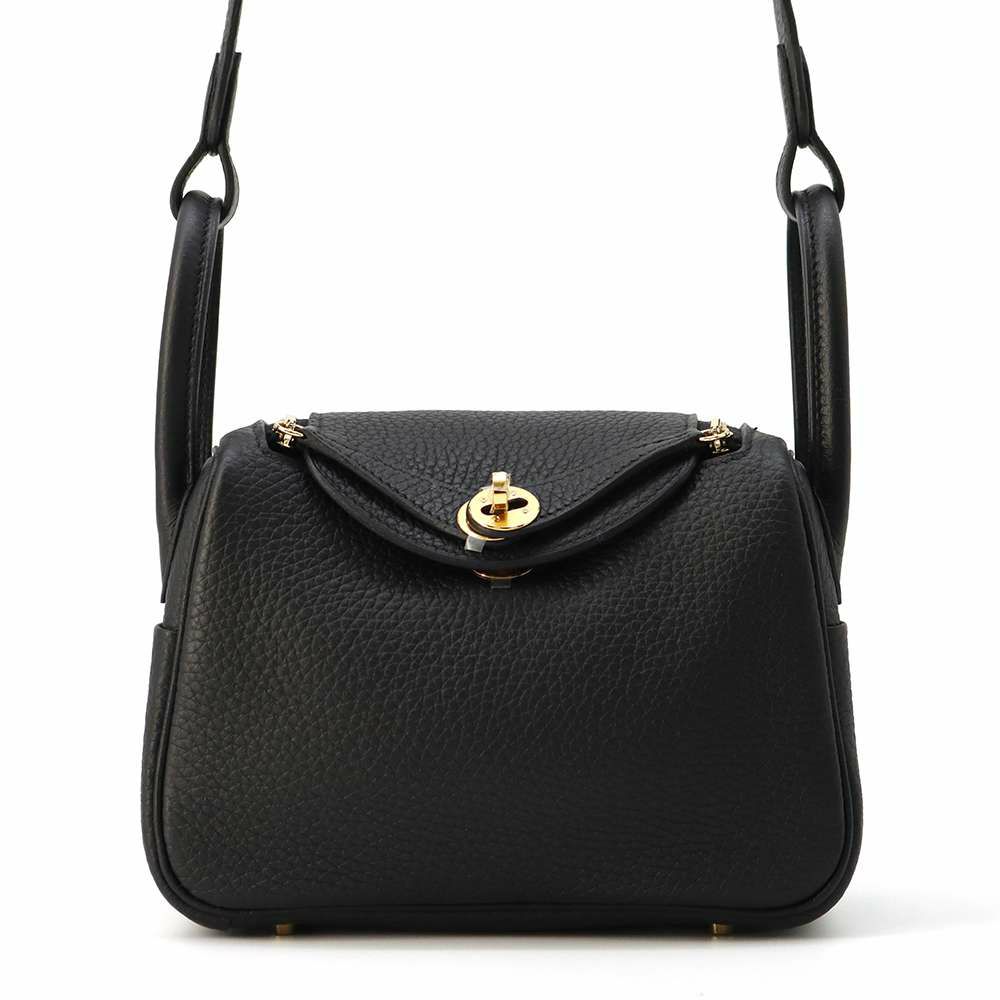 エルメス リンディ ミニ ブラック/ゴールド金具 トリヨンクレマンス B刻印 2wayショルダー 黒