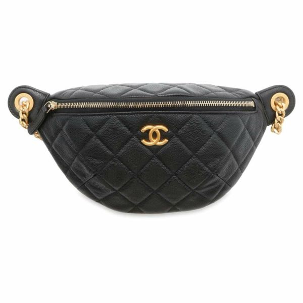 シャネル ボディバッグ ココマーク マトラッセ ハートチェーン キャビアスキン AP3761 CHANEL 黒