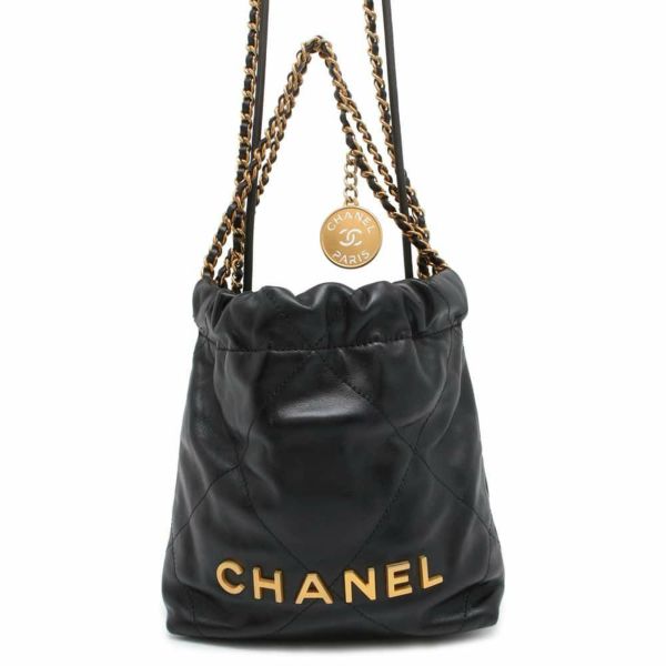 シャネル ハンドバッグ CHANEL 22 ミニ ココマーク カーフレザー AS3980 CHANEL 2wayショルダーバッグ 黒