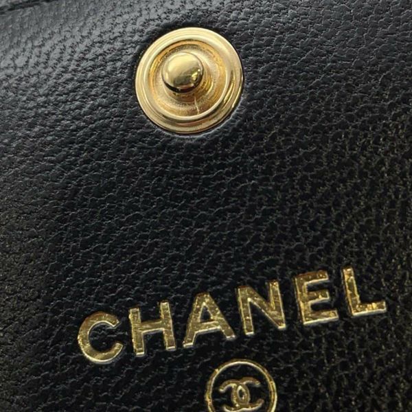 シャネル チェーンウォレット ミニ 19フラップ マトラッセ ラムスキン AP2409 CHANEL 財布 黒