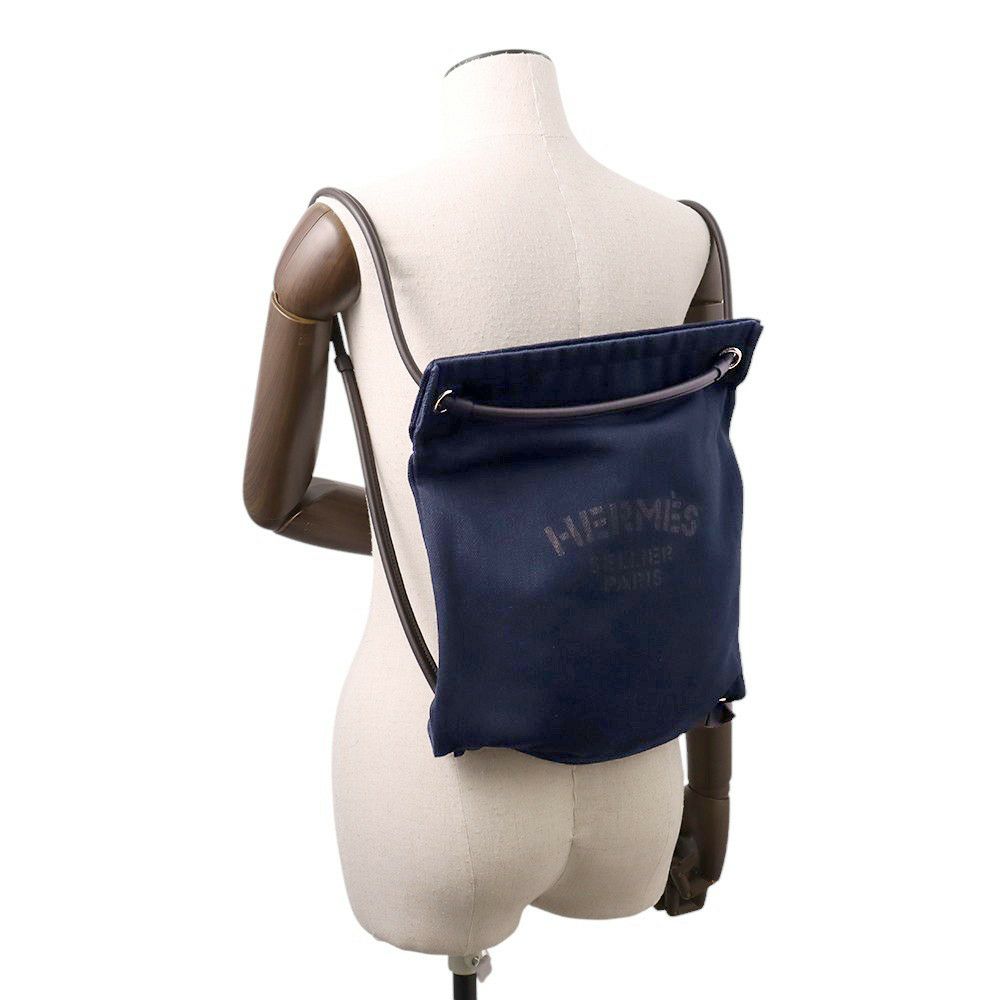 エルメス リュック アリーヌPM ネイビー/シルバー金具 トワルシェブロン Y刻印 HERMES 2wayショルダー