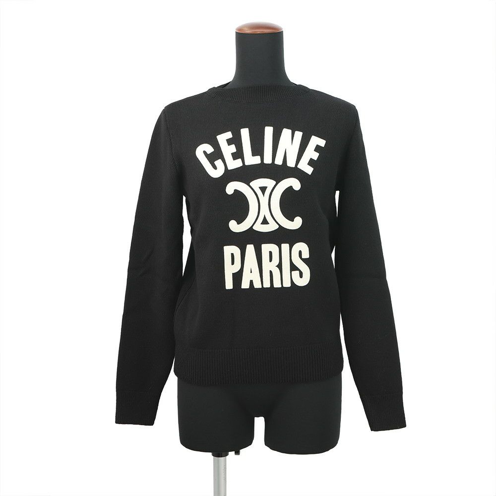 セリーヌ ニット トリオンフ ボートネックセーター レディースサイズXS RY06J0U62.38OW CELINE トップス 黒