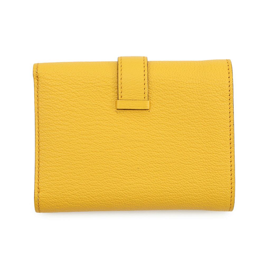 エルメス 三つ折り財布 ベアンコンビネ ジョーヌアンブル/シルバー金具 シェブルミゾル W刻印 HERMES 財布