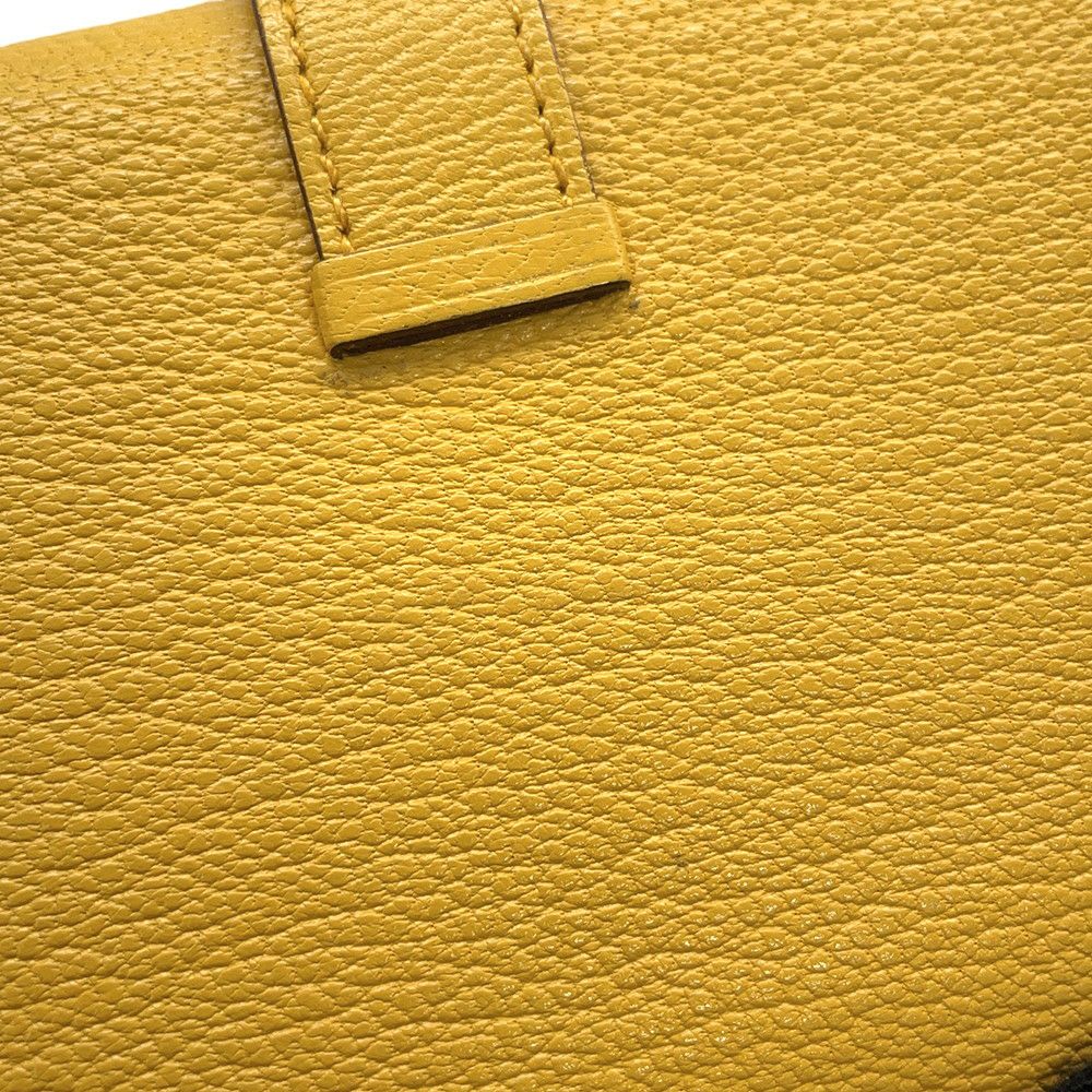 エルメス 三つ折り財布 ベアンコンビネ ジョーヌアンブル/シルバー金具 シェブルミゾル W刻印 HERMES 財布