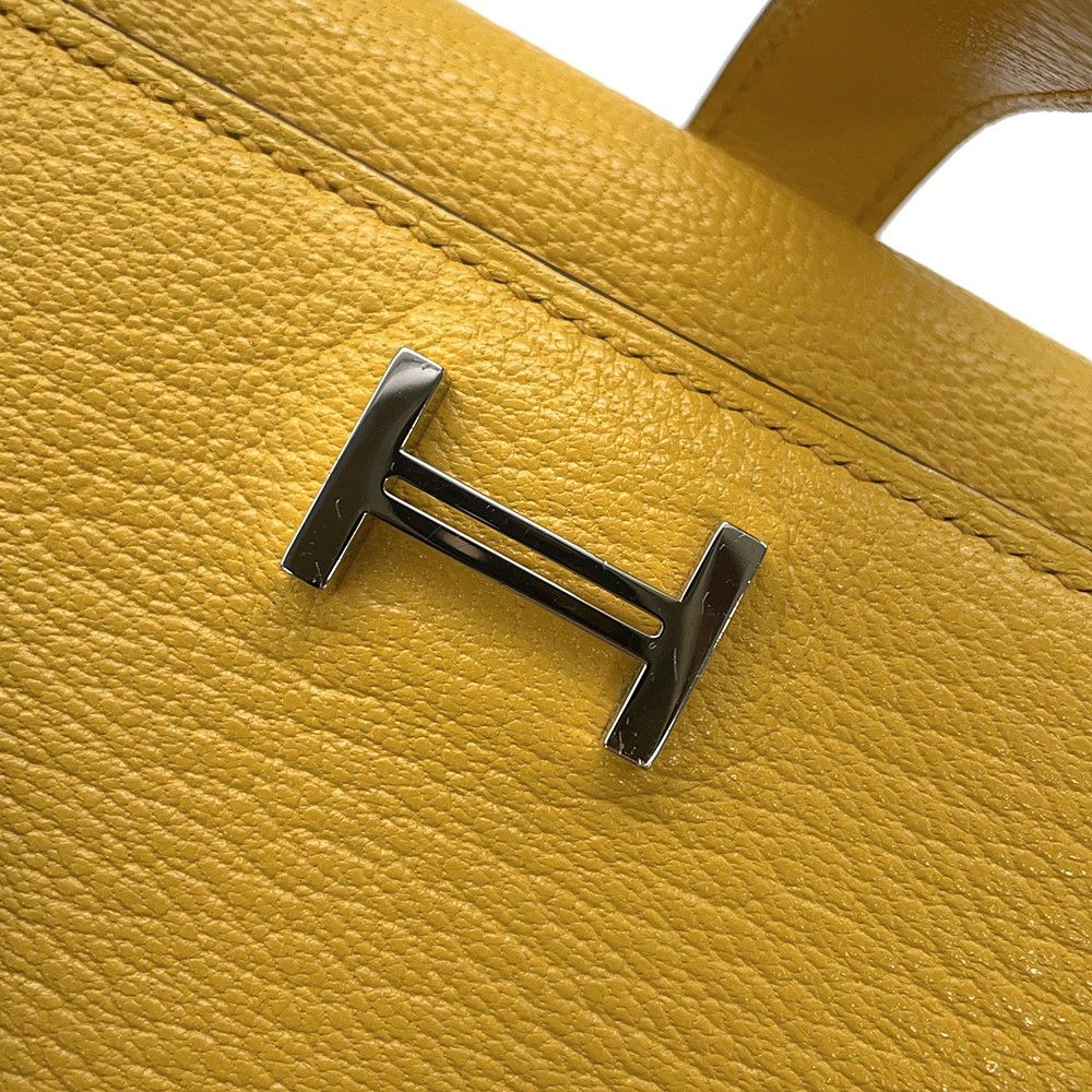 エルメス 三つ折り財布 ベアンコンビネ ジョーヌアンブル/シルバー金具 シェブルミゾル W刻印 HERMES 財布