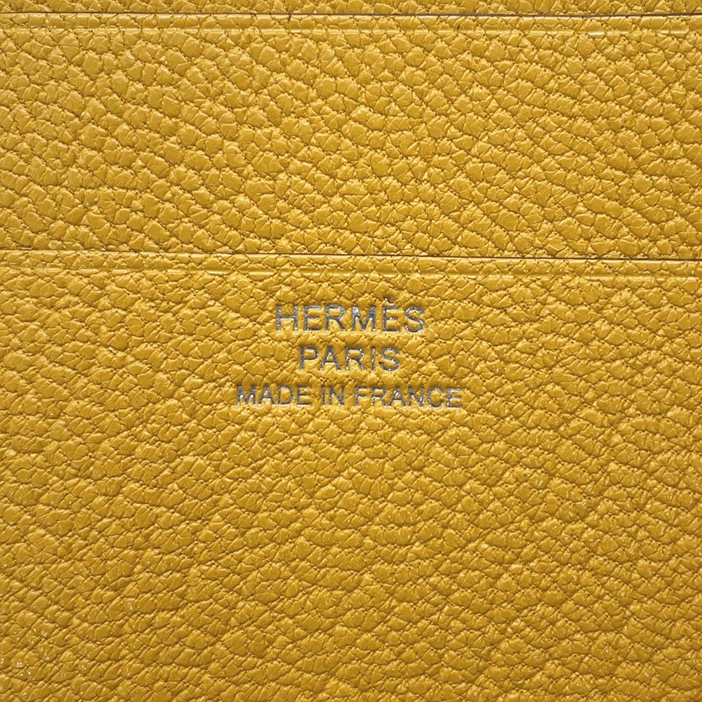 エルメス 三つ折り財布 ベアンコンビネ ジョーヌアンブル/シルバー金具 シェブルミゾル W刻印 HERMES 財布