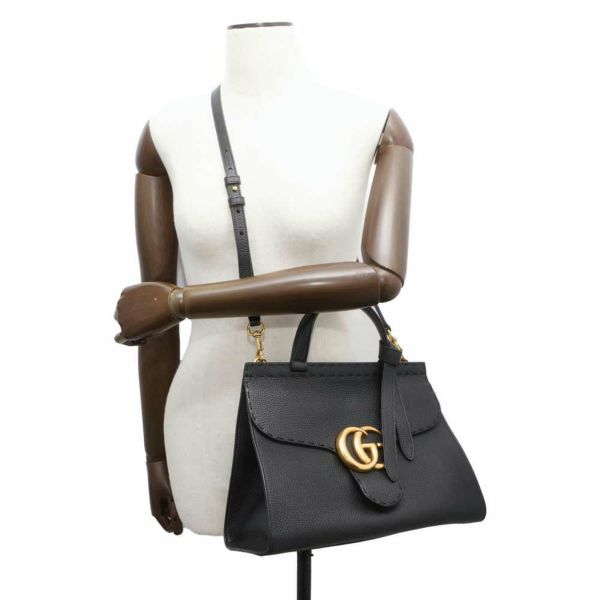 グッチ ハンドバッグ GGマーモント レザー 421890 GUCCI バッグ 2wayショルダー 黒