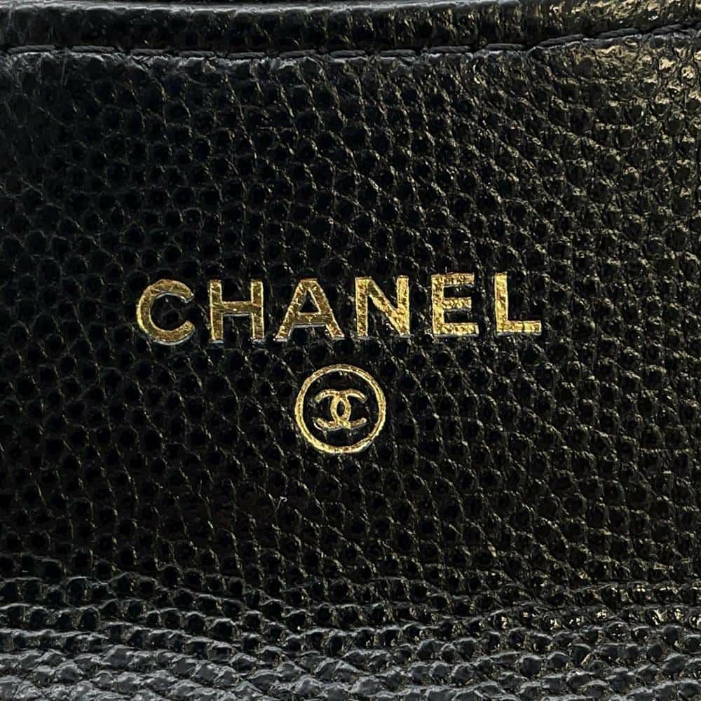 シャネル ミニチェーンウォレット カードケース マトラッセ キャビアスキン AP0238 CHANEL 財布 黒