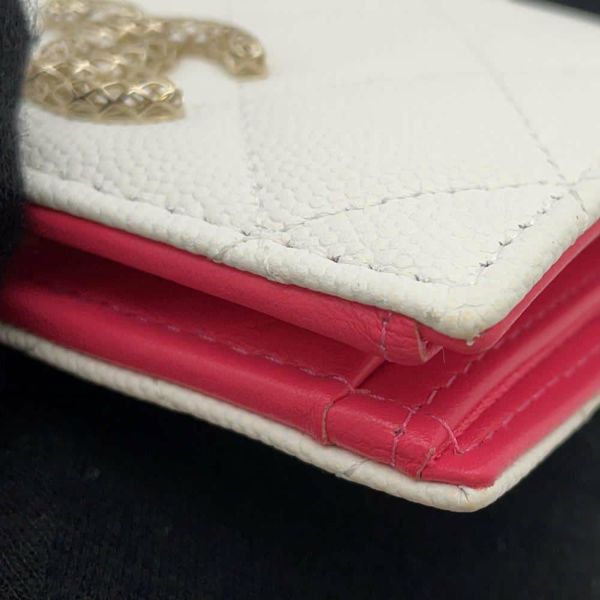 シャネル 二つ折り財布 マトラッセ ココマーク キャビアスキン AP3185 CHANEL 財布 白