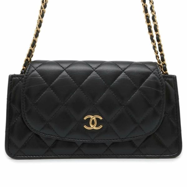 シャネル チェーンウォレット マトラッセ ココマーク ラムスキン AP3003 CHANEL 財布 黒