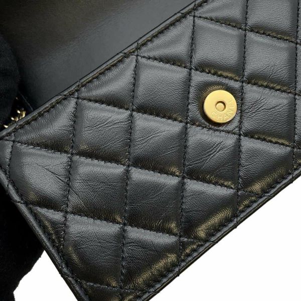 シャネル チェーンウォレット マトラッセ ココマーク ラムスキン AP3003 CHANEL 財布 黒