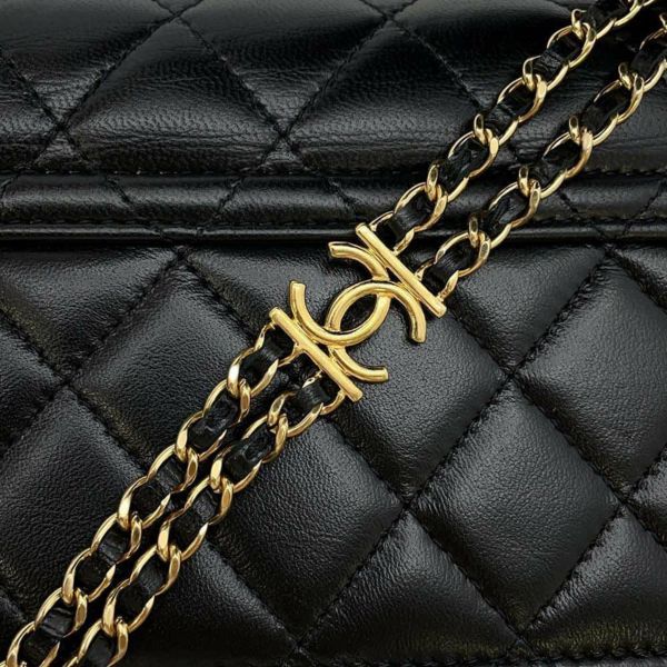 シャネル チェーンウォレット マトラッセ ココマーク ラムスキン AP3003 CHANEL 財布 黒