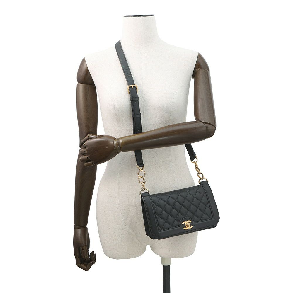 シャネル ショルダーバッグ マトラッセ ココマーク キャビアスキン A91576 CHANEL 黒