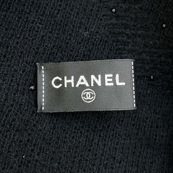 シャネル マフラー ココマーク カシミヤ ビーズ CHANEL ストール 黒