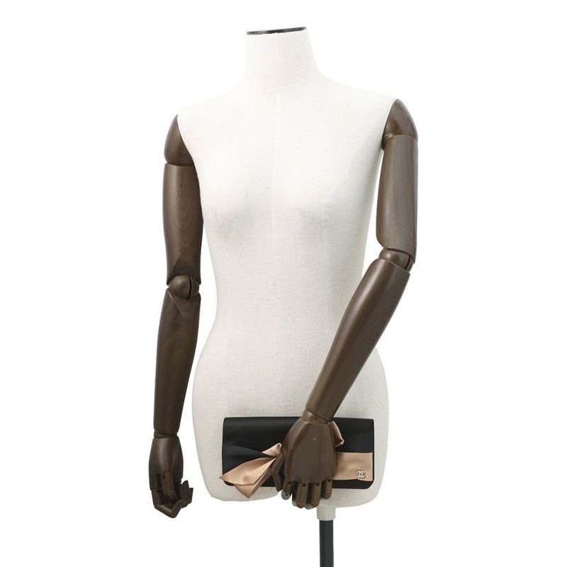 シャネル クラッチバッグ ココマーク サテン ラインストーン CHANEL 黒