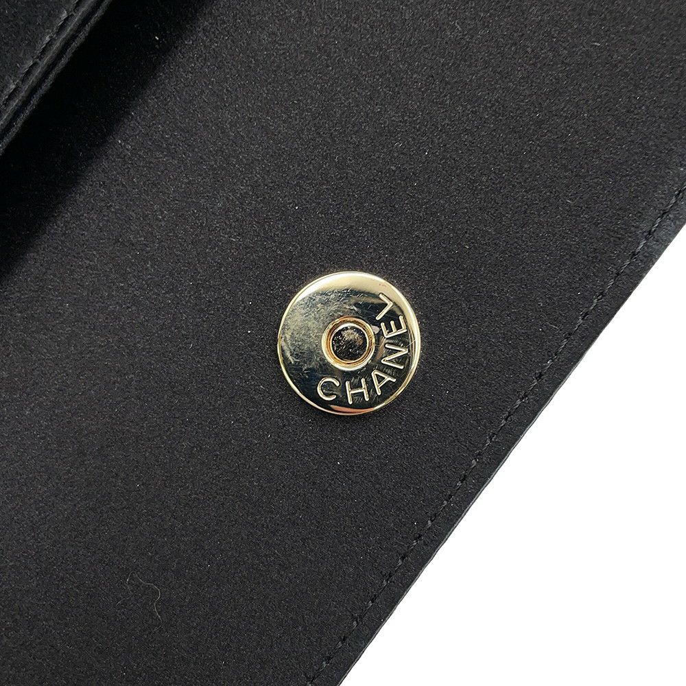 シャネル クラッチバッグ ココマーク サテン ラインストーン CHANEL 黒