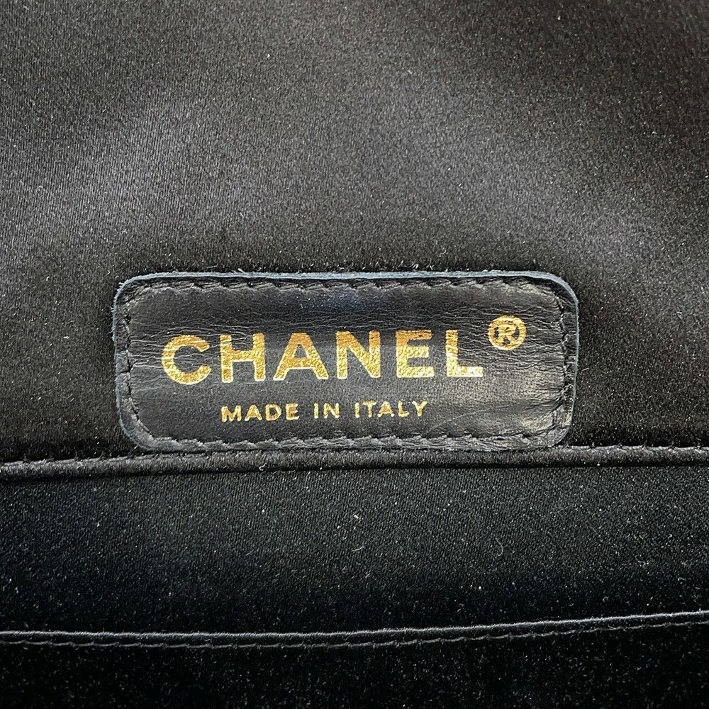 シャネル クラッチバッグ ココマーク サテン ラインストーン CHANEL 黒