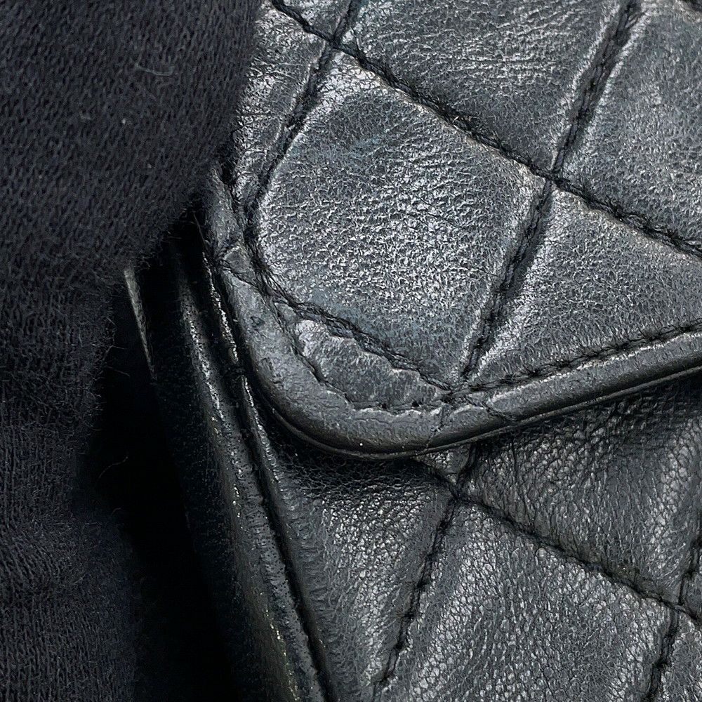 シャネル チェーンショルダーバッグ ミニミニ マトラッセ ココマーク ラムスキン CHANEL 黒