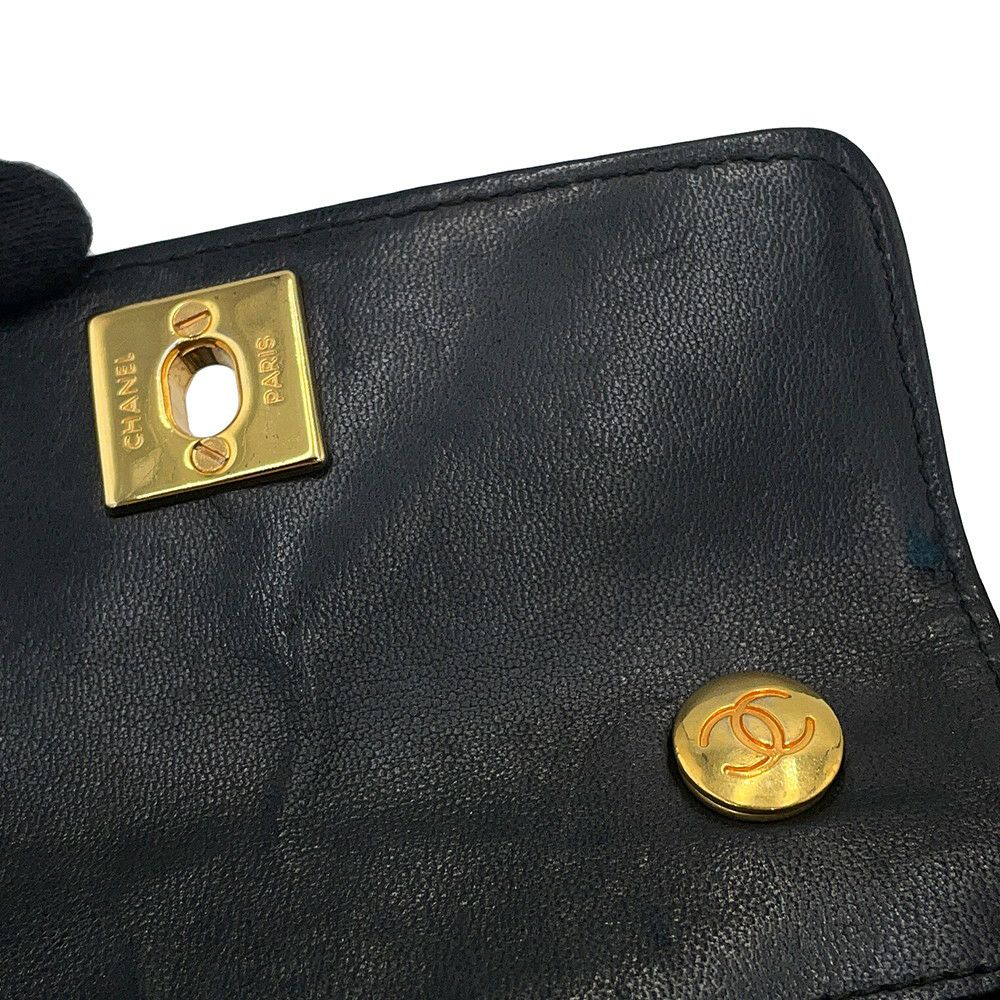 シャネル チェーンショルダーバッグ ミニミニ マトラッセ ココマーク ラムスキン CHANEL 黒